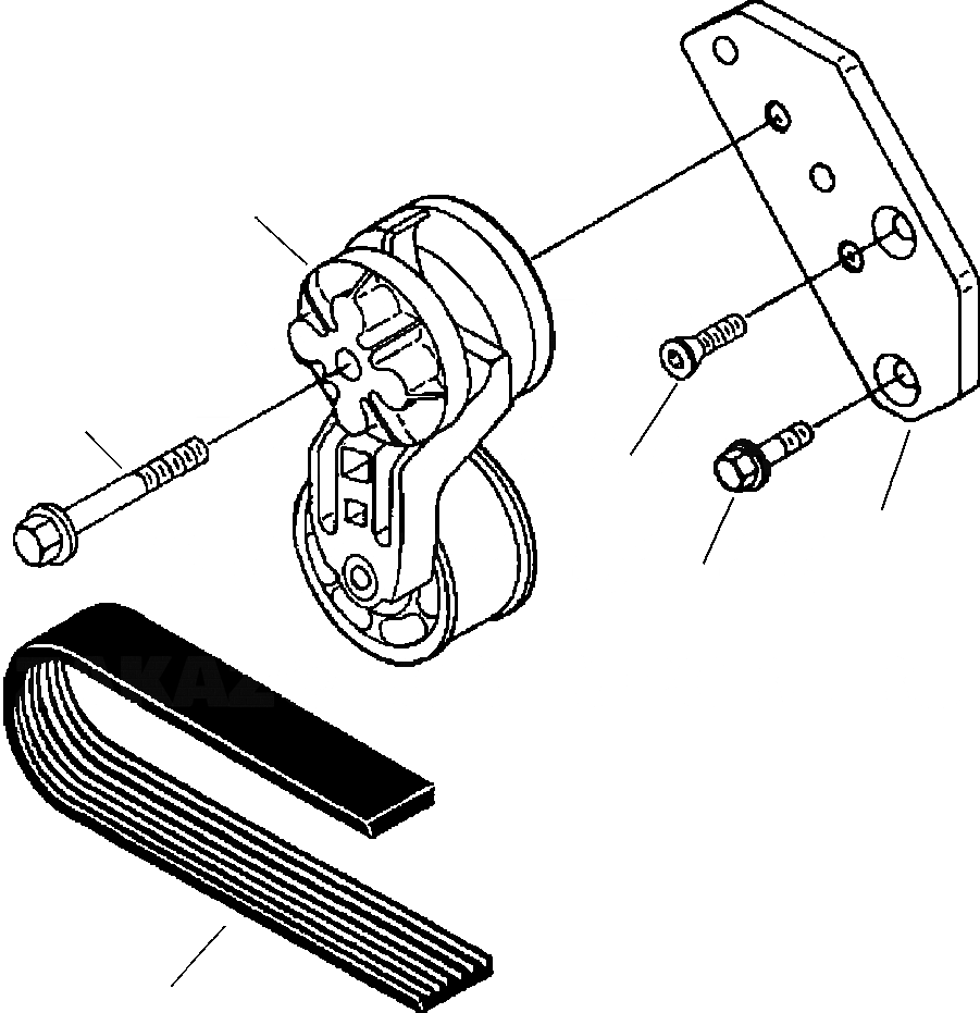 Схема запчастей Komatsu D39E-1A - FIG. A-AA ГЕНЕРАТОР НАТЯЖИТЕЛЬ РЕМНЯ ДВИГАТЕЛЬ
