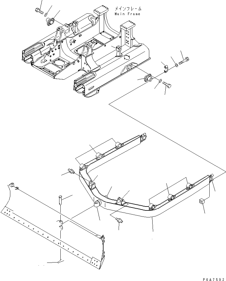 Схема запчастей Komatsu D41A-6 - ТОЛКАЮЩ. РАМА РАБОЧЕЕ ОБОРУДОВАНИЕ