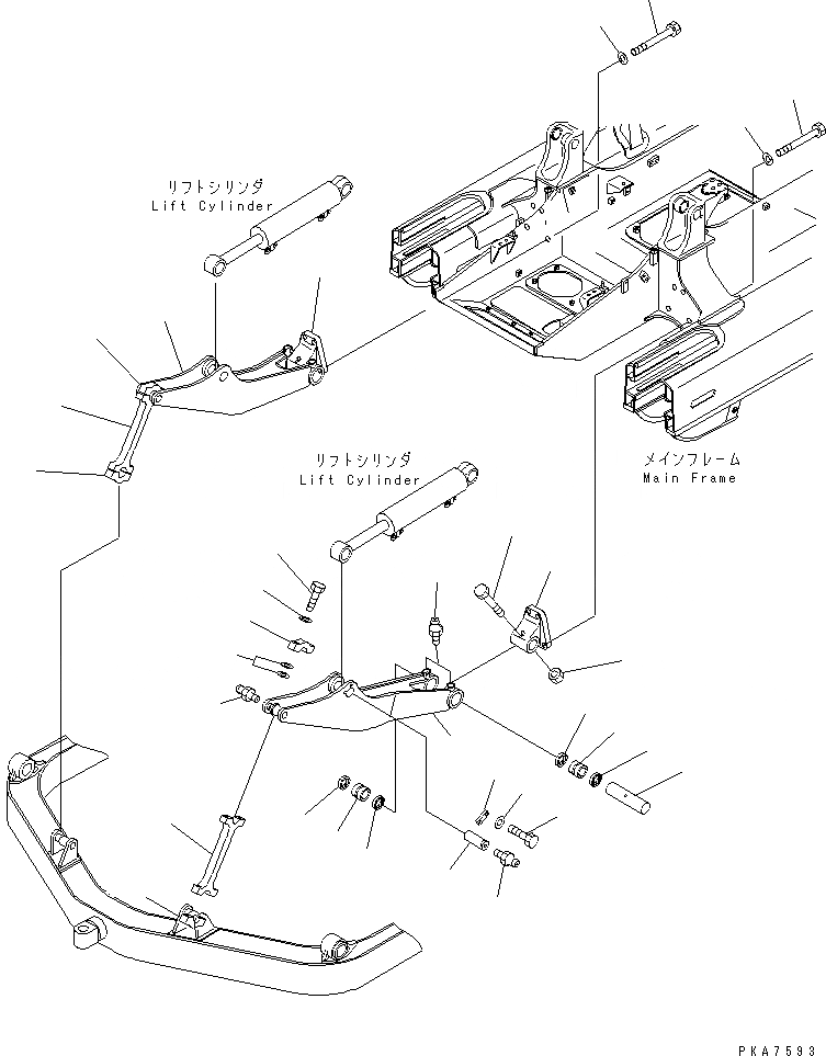 Схема запчастей Komatsu D41A-6 - ТОЛКАЮЩ. РАМА (СОЕДИНИТЕЛЬН. ЗВЕНО) РАБОЧЕЕ ОБОРУДОВАНИЕ