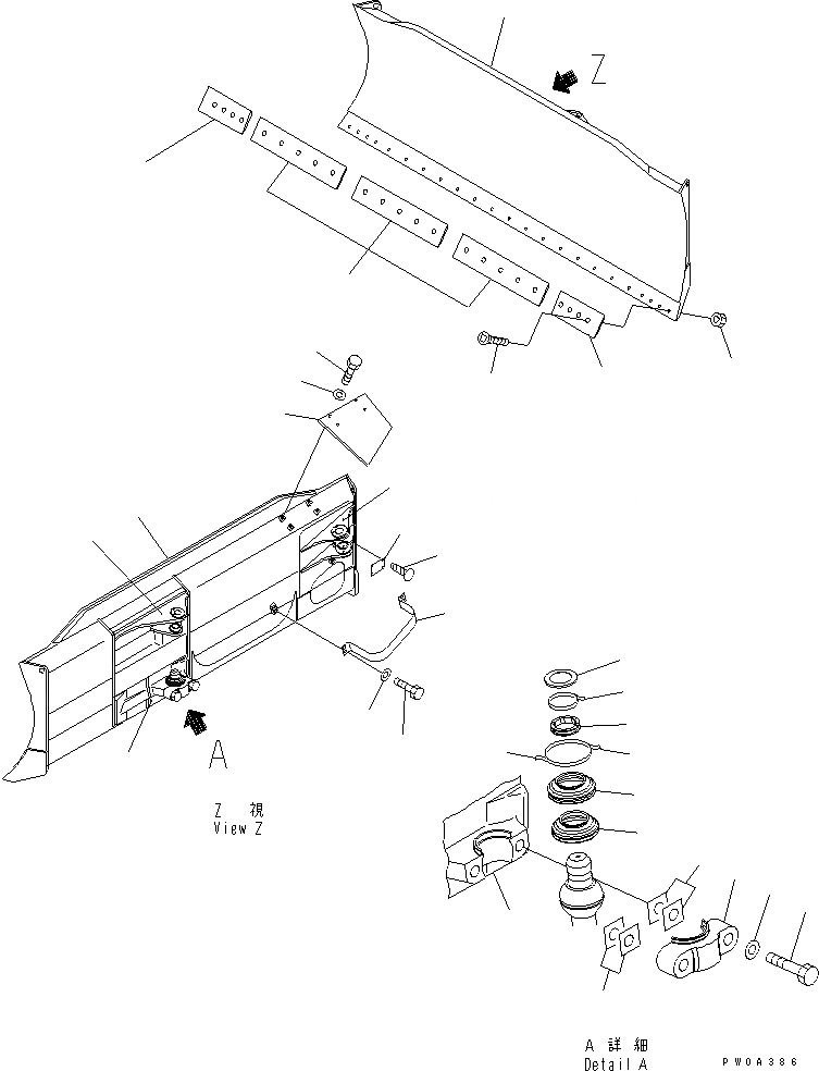 Схема запчастей Komatsu D41E-6 - ОТВАЛ (ДЛЯ ПОВОРОТН. ОТВАЛА С ИЗМ. УГЛОМ DOZER) РАБОЧЕЕ ОБОРУДОВАНИЕ