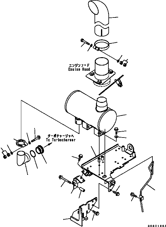 Схема запчастей Komatsu D41E-6 - ГЛУШИТЕЛЬ КОМПОНЕНТЫ ДВИГАТЕЛЯ