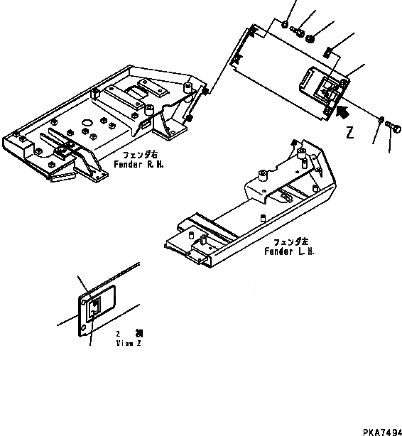 Схема запчастей Komatsu D41E-6 - ЗАДН. КРЫШКА ЧАСТИ КОРПУСА