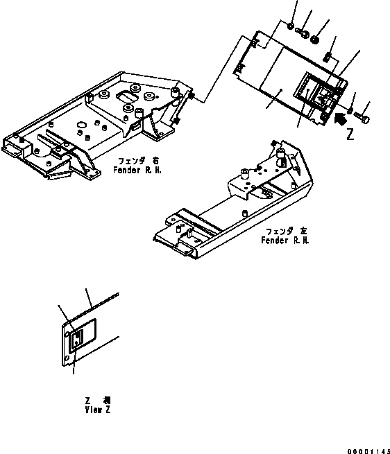 Схема запчастей Komatsu D41E-6 - ЗАДН. КРЫШКА (REGULATION OF ЕС DYNAMIC NOISE) ЧАСТИ КОРПУСА