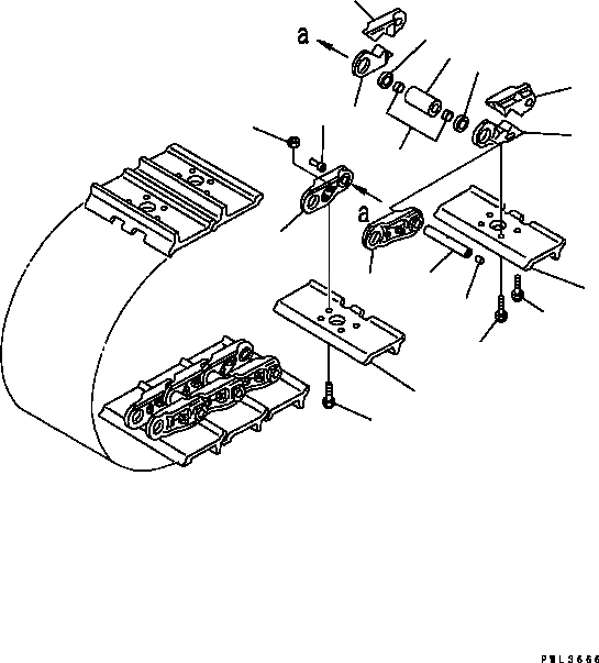 Схема запчастей Komatsu D41E-6 - ГУСЕНИЦЫ (СМАЗЫВ. ТИПА) (ОДИНОЧН. ГРУНТОЗАЦЕП С ОТВЕРСТИЯМИ) (MM ШИР.) (HD СОЕДИНИТЕЛЬН. ЗВЕНО) (ДЛЯ TОБОД КОЛЕСАING) НИЖН.CARRIAGE