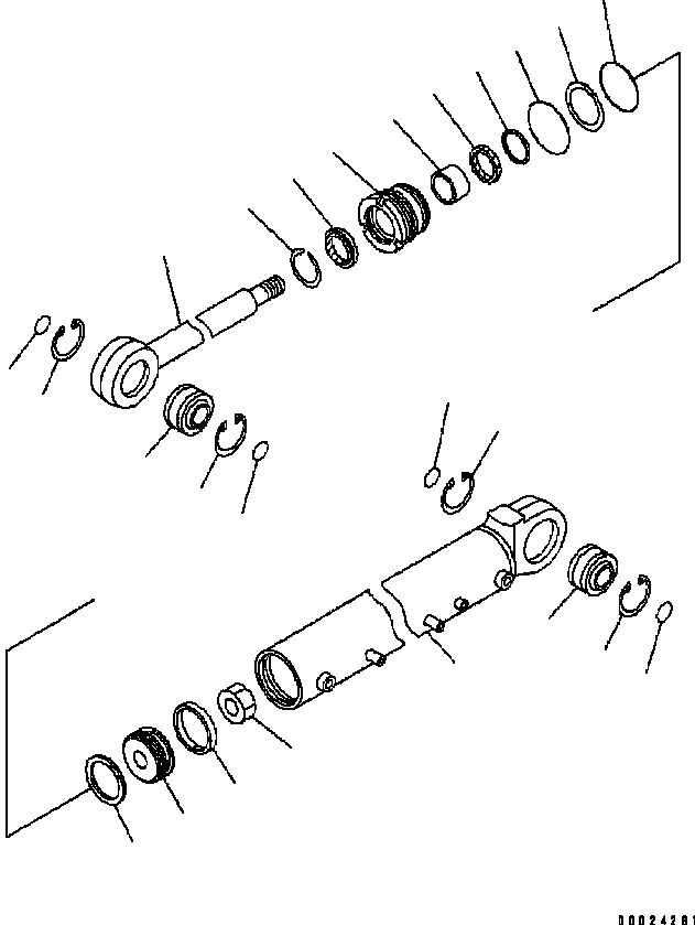 Схема запчастей Komatsu D41E-6 - ОТВАЛ ЦИЛИНДР НАКЛОНА (ВНУТР. ЧАСТИ) (B-) ОСНОВН. КОМПОНЕНТЫ И РЕМКОМПЛЕКТЫ