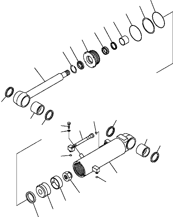 Схема запчастей Komatsu D41E-6 - ЦИЛИНДР РЫХЛИТЕЛЯ (ВНУТР. ЧАСТИ) ОСНОВН. КОМПОНЕНТЫ И РЕМКОМПЛЕКТЫ