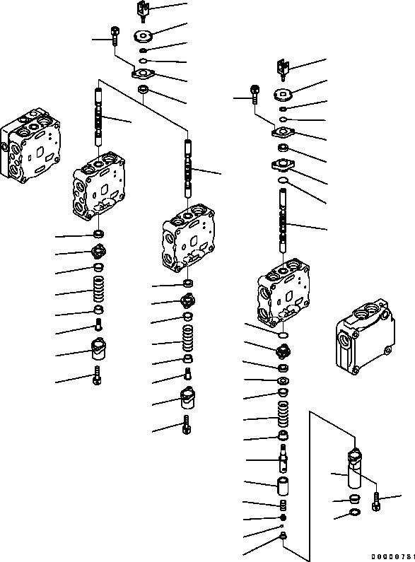 Схема запчастей Komatsu D41E-6 - УПРАВЛЯЮЩ. КЛАПАН (4-Х СЕКЦИОНН.) (/7) (ДЛЯ РЫХЛИТЕЛЬ) ОСНОВН. КОМПОНЕНТЫ И РЕМКОМПЛЕКТЫ