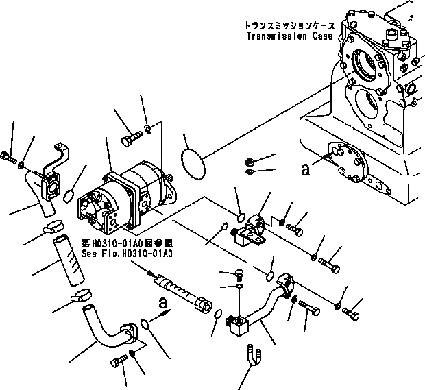 Схема запчастей Komatsu D41E6T - СИЛОВАЯ ГИДРОЛИНИЯ (НАСОС И ТРАНСМИССИЯ) (ДЛЯ PAT DOZER) СИЛОВАЯ ПЕРЕДАЧА И КОНЕЧНАЯ ПЕРЕДАЧА