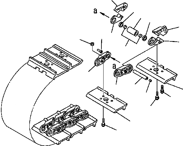 Схема запчастей Komatsu D41E6T - ГУСЕНИЦЫ (СМАЗЫВ. ТИПА) (ОДИНОЧН. ГРУНТОЗАЦЕП, С ОТВЕРСТИЯМИ) (MM ШИР.) (HD СОЕДИНИТЕЛЬН. ЗВЕНО) НИЖН.CARRIAGE