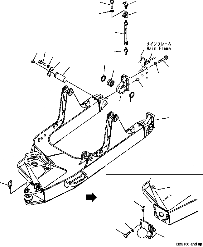 Схема запчастей Komatsu D41E6T - DOZER РАМА РАБОЧ.ING ОБОРУД-Е