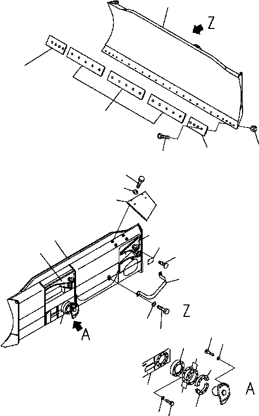 Схема запчастей Komatsu D41E6T - ОТВАЛ (ДЛЯ PAT DOZER) (B И UP) РАБОЧ.ING ОБОРУД-Е