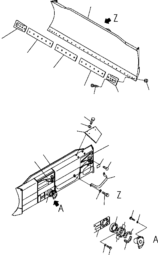 Схема запчастей Komatsu D41E6T - ОТВАЛ (ДЛЯ PAT DOZER) (ШИР. ТИП) (B И UP) РАБОЧ.ING ОБОРУД-Е