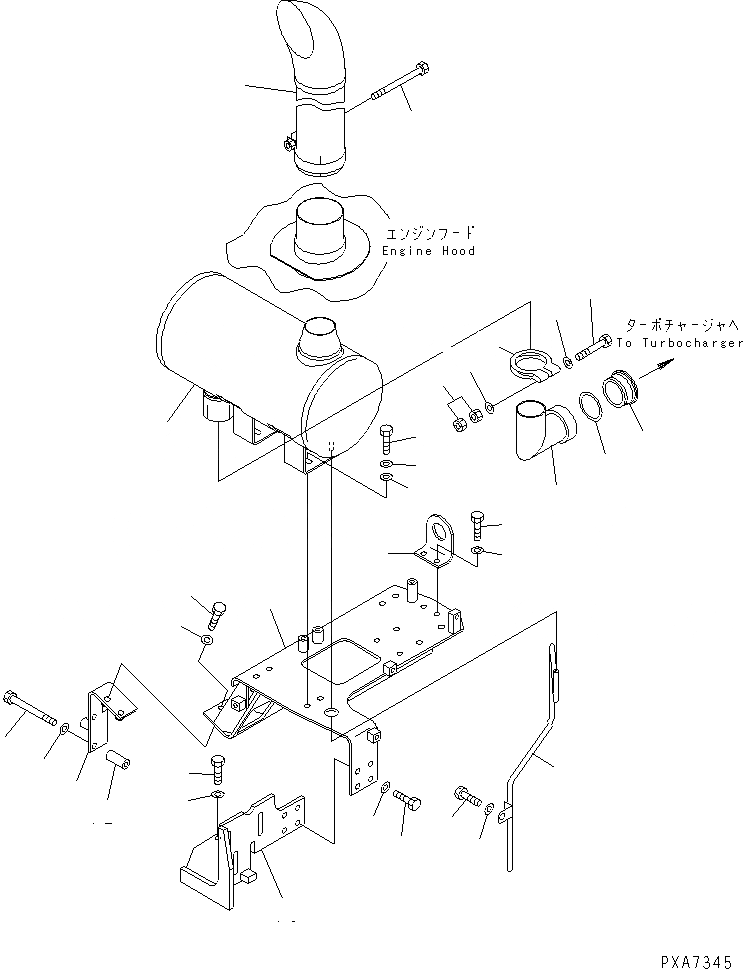 Схема запчастей Komatsu D41P-6 - ГЛУШИТЕЛЬ(№B-B) КОМПОНЕНТЫ ДВИГАТЕЛЯ