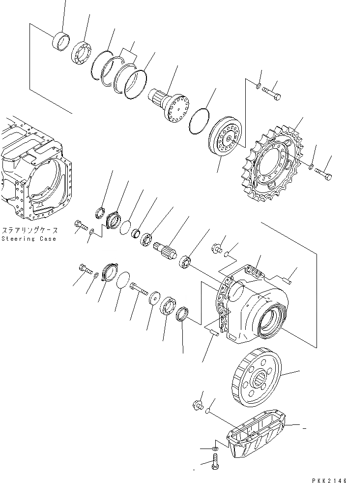 Схема запчастей Komatsu D41P-6 - КОНЕЧНАЯ ПЕРЕДАЧА (ЛЕВ.)(№B-) СИЛОВАЯ ПЕРЕДАЧА И КОНЕЧНАЯ ПЕРЕДАЧА