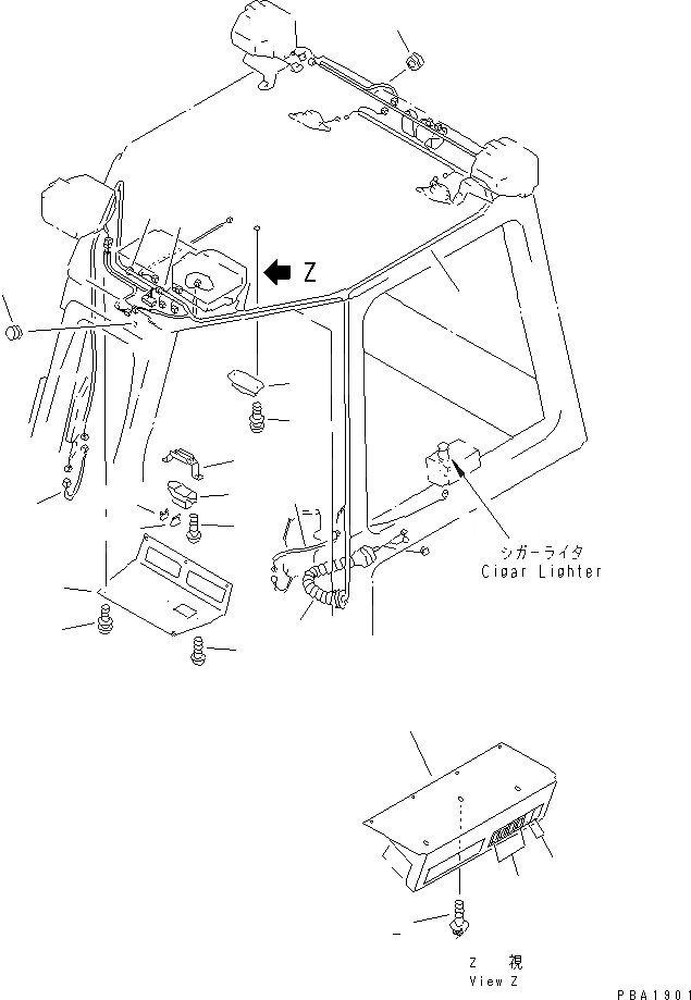 Схема запчастей Komatsu D41P-6 - КАБИНА (ОСВЕЩЕНИЕ И ЭЛЕКТРОПРОВОДКА) КАБИНА ОПЕРАТОРА И СИСТЕМА УПРАВЛЕНИЯ