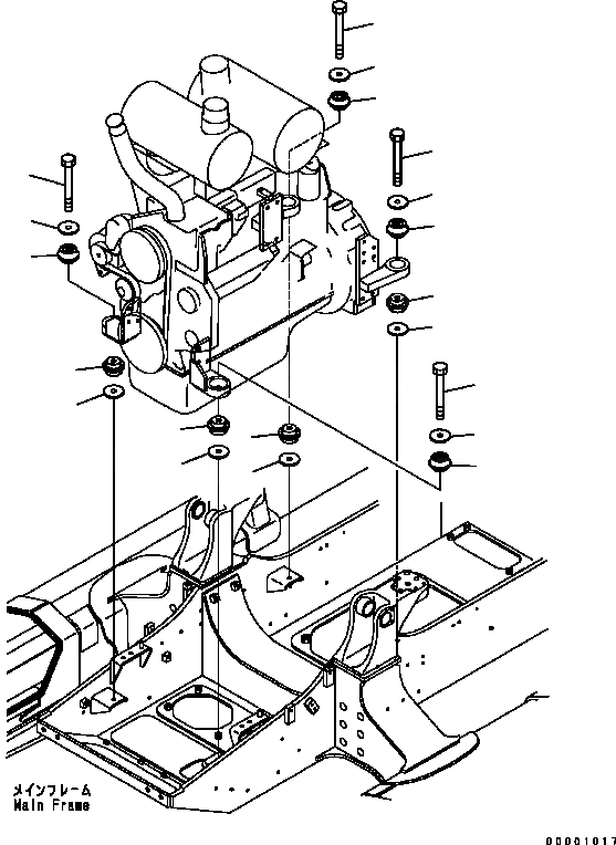 Схема запчастей Komatsu D41P-6 - КРЕПЛЕНИЕ ДВИГАТЕЛЯ КОМПОНЕНТЫ ДВИГАТЕЛЯ
