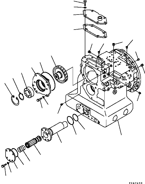 Схема запчастей Komatsu D41P-6 - ТРАНСМИССИЯ (КОРПУС) СИЛОВАЯ ПЕРЕДАЧА И КОНЕЧНАЯ ПЕРЕДАЧА