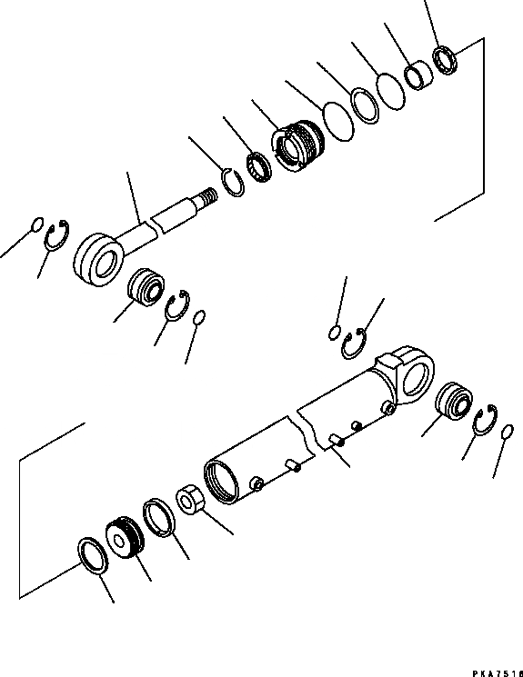 Схема запчастей Komatsu D41P-6 - ОТВАЛ ЦИЛИНДР НАКЛОНА (ВНУТР. ЧАСТИ) ОСНОВН. КОМПОНЕНТЫ И РЕМКОМПЛЕКТЫ