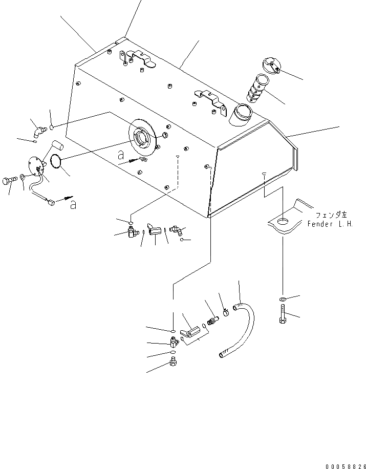 Схема запчастей Komatsu D61EX-15E0-BW - ТОПЛИВН. БАК. (ДЛЯ ПЛОХ. ТОПЛИВА) (№B99-) ТОПЛИВН. БАК. AND КОМПОНЕНТЫ
