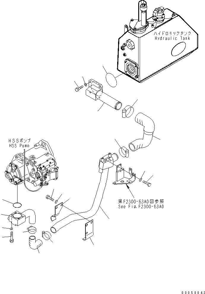 Схема запчастей Komatsu D61EX-15E0-BW - ГИДР. НАСОС. ЛИНИЯ (ВСАСЫВ.) ГИДРАВЛИКА