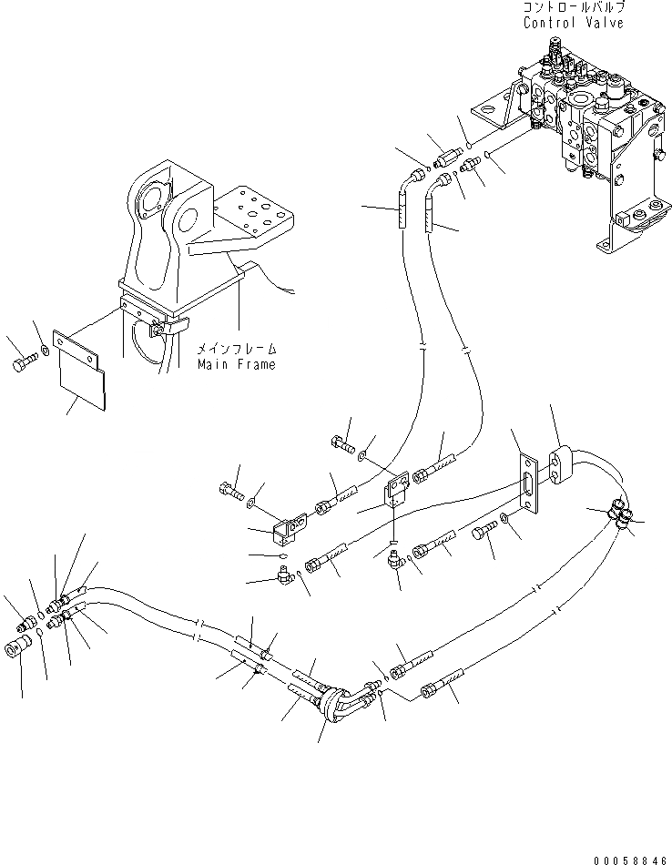 Схема запчастей Komatsu D61EX-15E0-BW - ЛИНИЯ ПЕРЕКОСА (ДЛЯ ПОЛУСФЕРИЧ. ОТВАЛ) ГИДРАВЛИКА