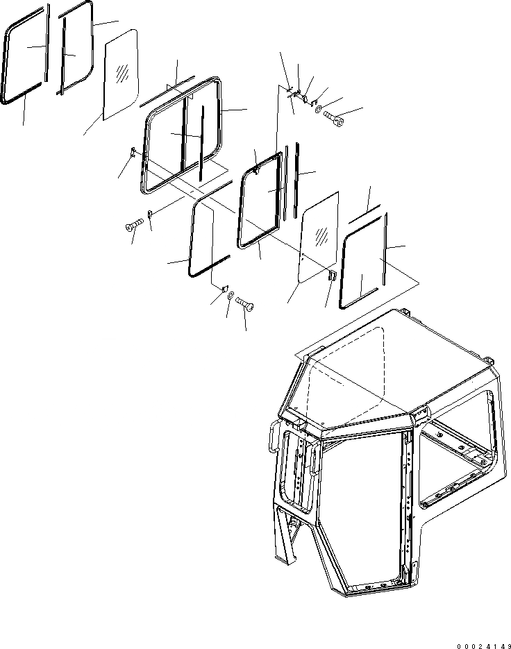 Схема запчастей Komatsu D61EX-15E0-BW - КАБИНА (РАМА) (ПРАВ.) КАБИНА ОПЕРАТОРА И СИСТЕМА УПРАВЛЕНИЯ