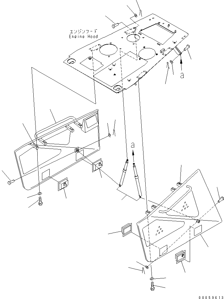 Схема запчастей Komatsu D61EX-15E0-BW - ФРОНТАЛЬНАЯ ЗАЩИТА (БЕЗ КАБИНЫ) (С RAIN КРЫШКА) ЧАСТИ КОРПУСА