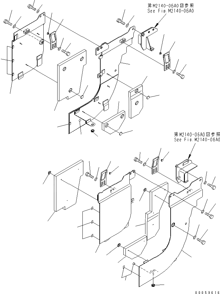 Схема запчастей Komatsu D61EX-15E0-BW - БОКОВ. КРЫШКА (НИЖН.) (ЕС NOISE ПОНИЖАЮЩ. ARRENGEMENT ) ЧАСТИ КОРПУСА
