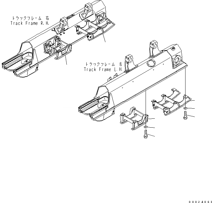 Схема запчастей Komatsu D61EX-15E0-BW - ЗАЩИТА КАТКОВ (ЦЕНТР.) ХОДОВАЯ