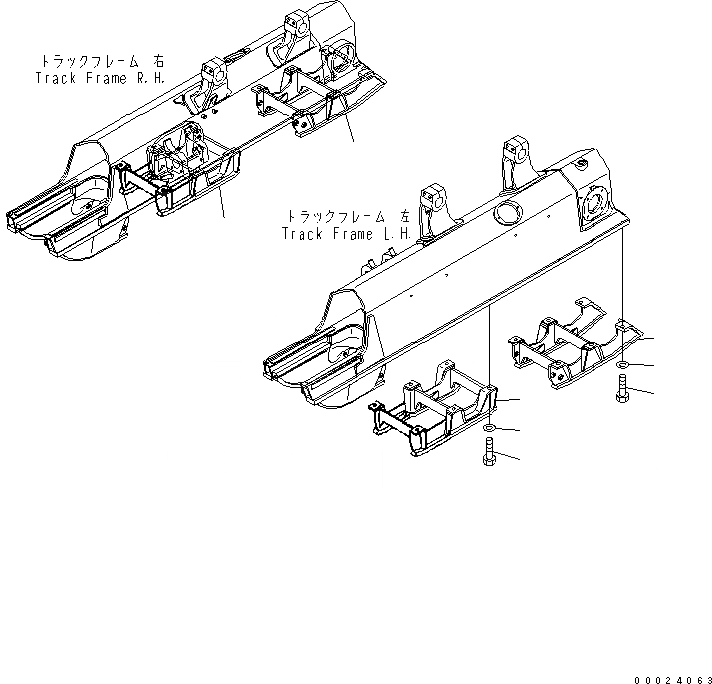 Схема запчастей Komatsu D61EX-15E0-BW - ЗАЩИТА КАТКОВ (ЦЕНТР.) (PLUS ТИП) (№B-) ХОДОВАЯ