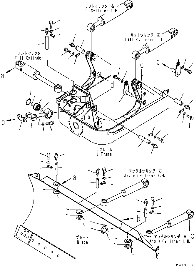 Схема запчастей Komatsu D61EX-15E0-BW - СОЕДИНИТЕЛЬН. ЗВЕНО (ПОВОРОТН. ОТВАЛ С ИЗМ. УГЛОМ DOZER) РАБОЧЕЕ ОБОРУДОВАНИЕ