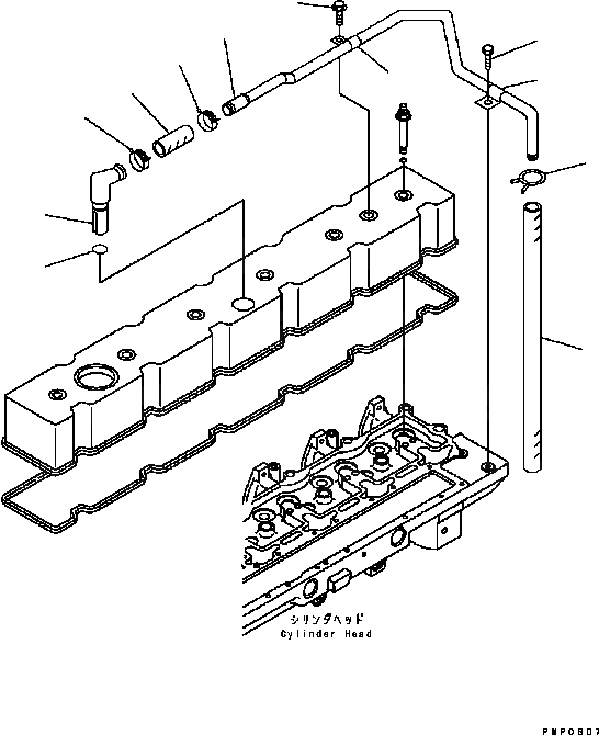 Схема запчастей Komatsu D61EX-15 - САПУН И ШЛАНГИ ДВИГАТЕЛЬ]