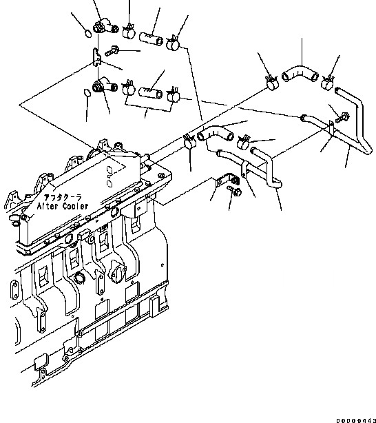 Схема запчастей Komatsu D61EX-15 - ТРУБКИ ПОСЛЕОХЛАДИТЕЛЯ ДВИГАТЕЛЬ]