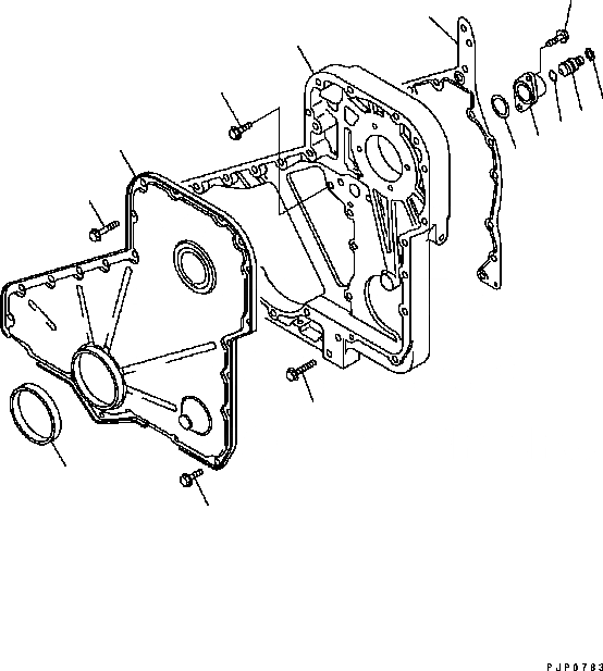 Схема запчастей Komatsu D61EX-15 - ПЕРЕДН. COVER ДВИГАТЕЛЬ]