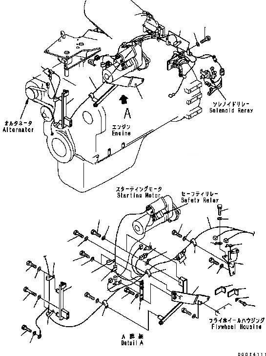 Схема запчастей Komatsu D61EX-15 - ДВИГАТЕЛЬ ЭЛЕКТРОПРОВОДКА (ПРАВ.) B [КОМПОНЕНТЫ ДВИГАТЕЛЯ]