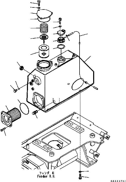 Схема запчастей Komatsu D61EX-15 - ГИДР. БАК. H [ГИДРАВЛИКА]