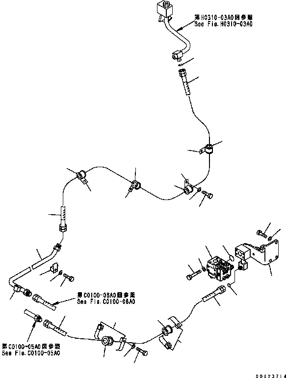 Схема запчастей Komatsu D61EX-15 - ГИДР. НАСОС. ЛИНИЯ (МОТОР ВЕНТИЛЯТОРА ЛИНИЯ И ГЛАВН. КЛАПАН И КРЕПЛЕНИЕ) H [ГИДРАВЛИКА]