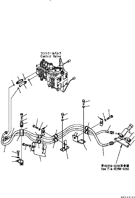 Схема запчастей Komatsu D61EX-15 - ЗАДН. ГИДРАВЛ ЛИНИЯ (ГИДРОЛИНИЯ РЫХЛИТЕЛЯ) (ДЛЯ 4-Х СЕКЦИОНН. КЛАПАН) H [ГИДРАВЛИКА]