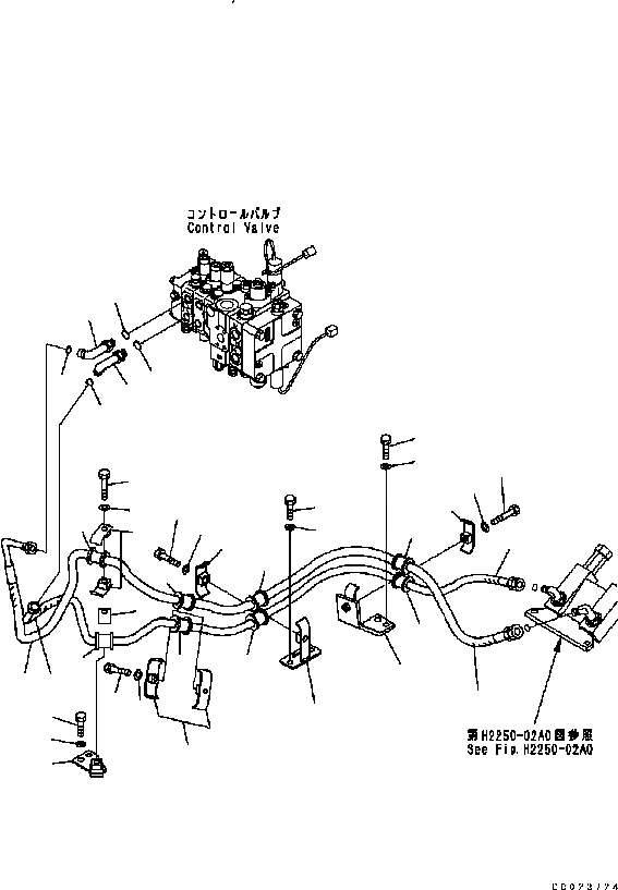 Схема запчастей Komatsu D61EX-15 - ЗАДН. ГИДРАВЛ ЛИНИЯ (ГИДРОЛИНИЯ РЫХЛИТЕЛЯ) (ДЛЯ 3-Х СЕКЦИОНН. КЛАПАН) H [ГИДРАВЛИКА]