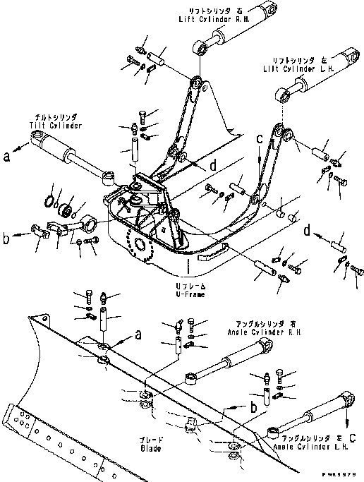 Схема запчастей Komatsu D61EX-15 - СОЕДИНИТЕЛЬН. ЗВЕНО (ПОВОРОТН. ОТВАЛ С ИЗМ. УГЛОМ DOZER) (ДЛЯ УДЛИНН. ГУСЕНИЦЫ) T [РАБОЧЕЕ ОБОРУДОВАНИЕ]