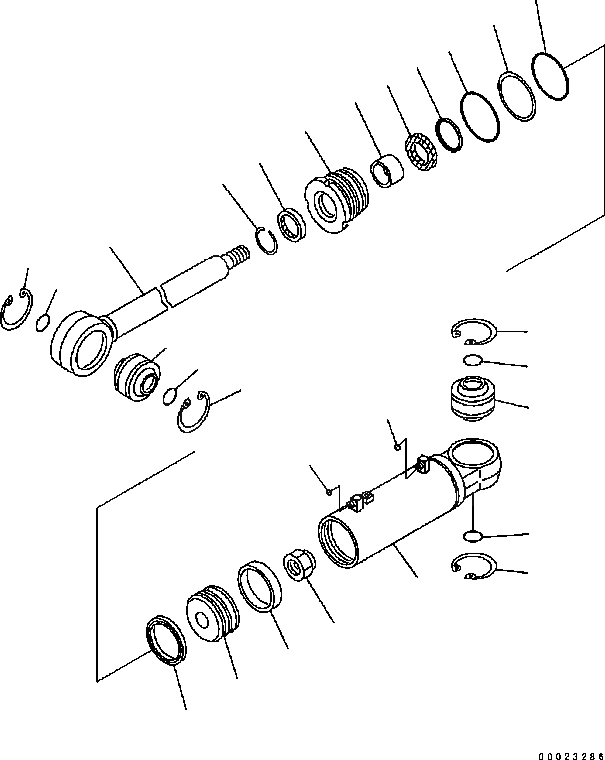 Схема запчастей Komatsu D61EX-15 - ЦИЛИНДР ПЕРЕКОСА (ПОВОРОТН. ОТВАЛ С ИЗМ. УГЛОМ DOZER) Y [ОСНОВН. КОМПОНЕНТЫ И РЕМКОМПЛЕКТЫ]