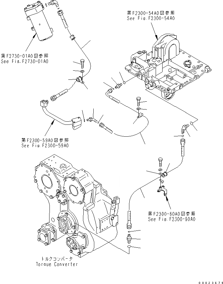 Схема запчастей Komatsu D61PX-15E0-BW - СИЛОВАЯ ЛИНИЯ (ТРУБЫ) (/) СИЛОВАЯ ПЕРЕДАЧА И КОНЕЧНАЯ ПЕРЕДАЧА