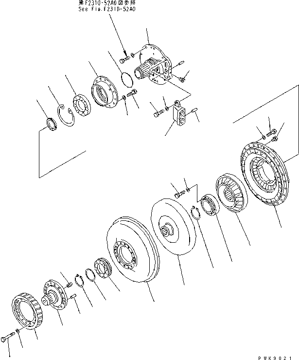 Схема запчастей Komatsu D61PX-15E0-BW - ГИДРОТРАНСФОРМАТОР (BARE) СИЛОВАЯ ПЕРЕДАЧА И КОНЕЧНАЯ ПЕРЕДАЧА