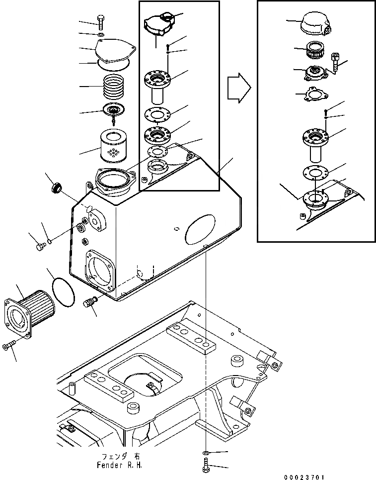 Схема запчастей Komatsu D61PX-15E0-BW - ГИДР. БАК. (№B-B88) ГИДРАВЛИКА