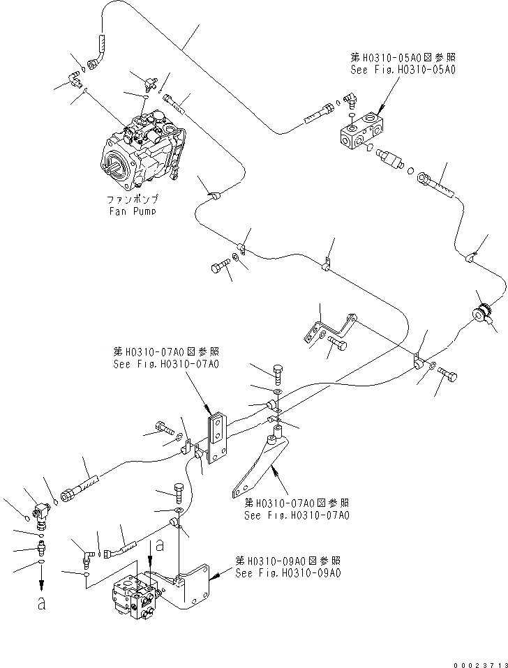 Схема запчастей Komatsu D61PX-15E0-BW - ГИДР. НАСОС. ЛИНИЯ (P.P.C. ЛИНИЯ И НАСОС ВЕНТИЛЯТОРА ДРЕНАЖН.) ГИДРАВЛИКА
