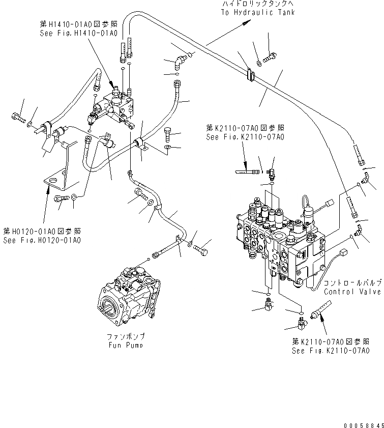 Схема запчастей Komatsu D61PX-15E0-BW - РУЛЕВ. УПРАВЛЕНИЕ ЛИНИЯ (P.P.C. ПАТРУБОК И ШЛАНГИ) ГИДРАВЛИКА