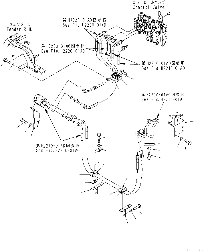 Схема запчастей Komatsu D61PX-15E0-BW - ЛИНИЯ ГИДРОЦИЛИНДРА ПОДЪЕМА (КОРПУС) ГИДРАВЛИКА