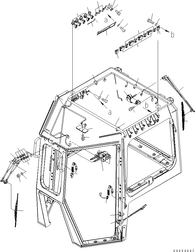 Схема запчастей Komatsu D61PX-15E0-BW - КАБИНА (ЭЛЕКТР. ОБОРУД-Е) (ПЕРЕКЛЮЧАТЕЛЬ¤ ОСВЕЩЕНИЕ¤ ДВОРНИКИ) КАБИНА ОПЕРАТОРА И СИСТЕМА УПРАВЛЕНИЯ
