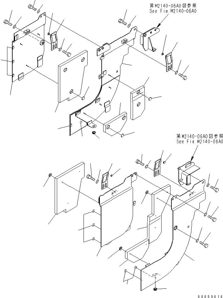 Схема запчастей Komatsu D61PX-15E0-BW - БОКОВ. КРЫШКА (НИЖН.) (ЕС NOISE ПОНИЖАЮЩ. ARRENGEMENT ) ЧАСТИ КОРПУСА