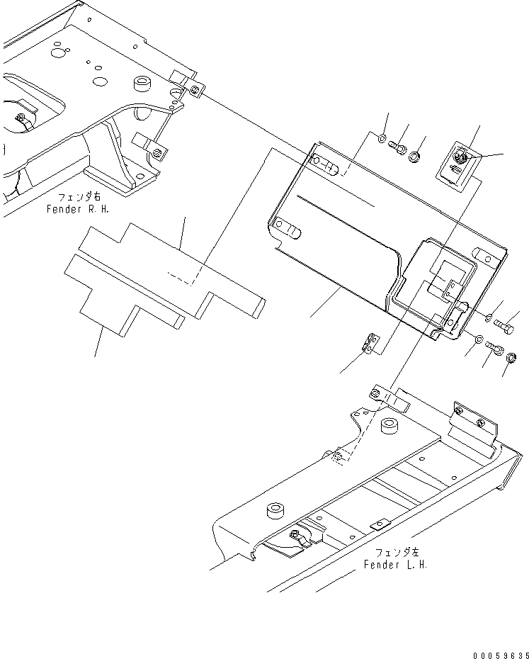 Схема запчастей Komatsu D61PX-15E0-BW - ЗАДН. КРЫШКА (ЕС NOISE ПОНИЖАЮЩ. ARRANGEMENT ) ЧАСТИ КОРПУСА